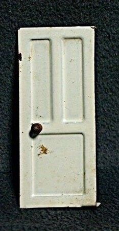 DOOR, sheet-metal passenger  door, white, with knob & hardware, for MYSTIC Station