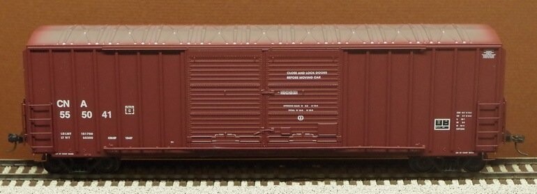 CN  DOUBLE-DOOR 50' BOXCAR #555139  (Highrail plus scale wheelsets)