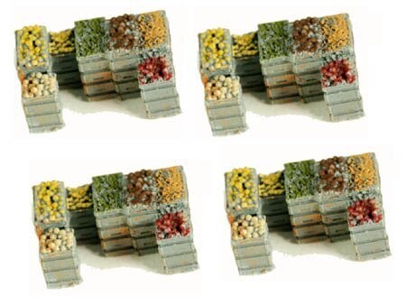 FRUIT & VEGETABLE CRATES, 4 castings unpainted; MTS-SD241; (have 2)