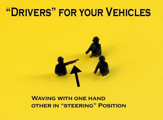 VEHICLE DRIVERS (3 different), Unpainted 1/2 torsos; MTS-SD402