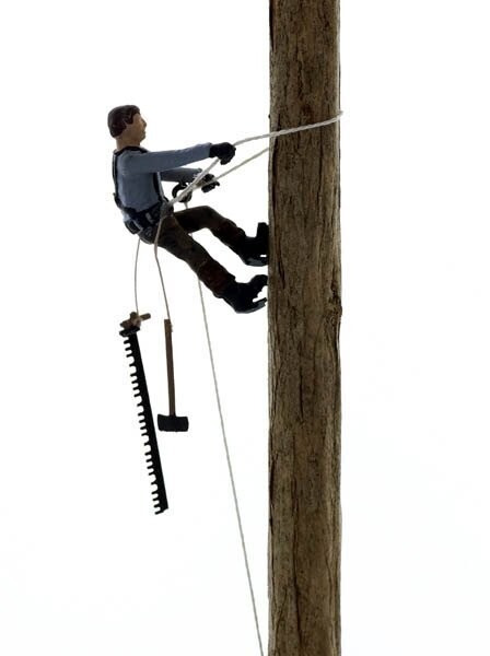 "TREE-TOPPER"; Figure climbing a pole or tree; finished; MTS-FS432P