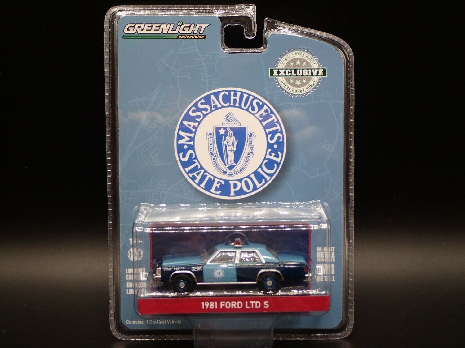 MASS STATE POLICE; 1981 FORD LTD-S POLICE CAR; 2-tone blue; Greenlight