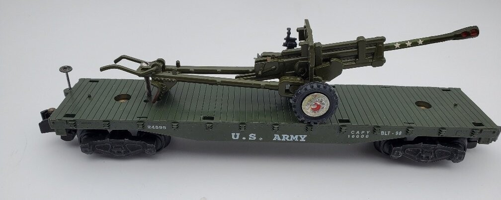 US  ARMY HOWITZER TRANSPORT FLAT CAR; new; KC; (Gilbert style; after-market)