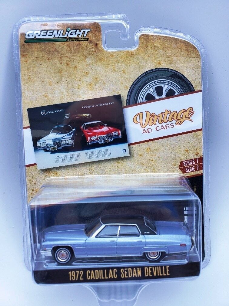CADILLAC 1972 SEDAN DEVILLE; silver with black roof; new in original pkging; (Greenlight); have 1.