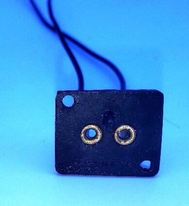 JACK-PANEL, 2-pin, for late 5-digit tender fronts; square black insert w/ brass contacts, prewired