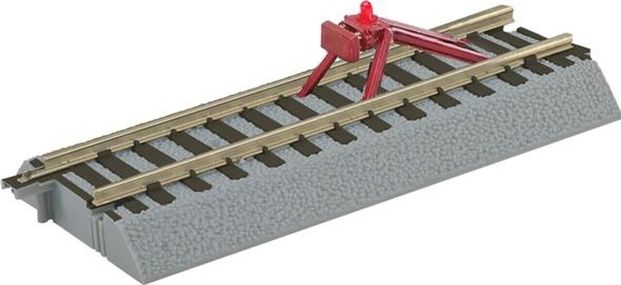 LIONEL / AM FLYER FASTRACK 49866 5" End-of-Track Lighted Bumper on Roadbed; (pair); new