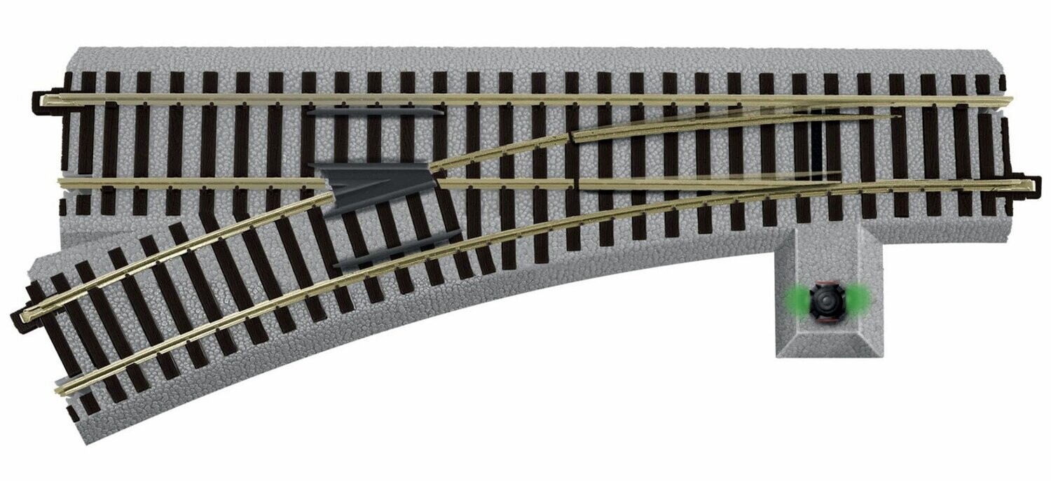 LIONEL / AM FLYER FASTRACK 47941 LH Powered 20"-radius Turnout with roadbed; new