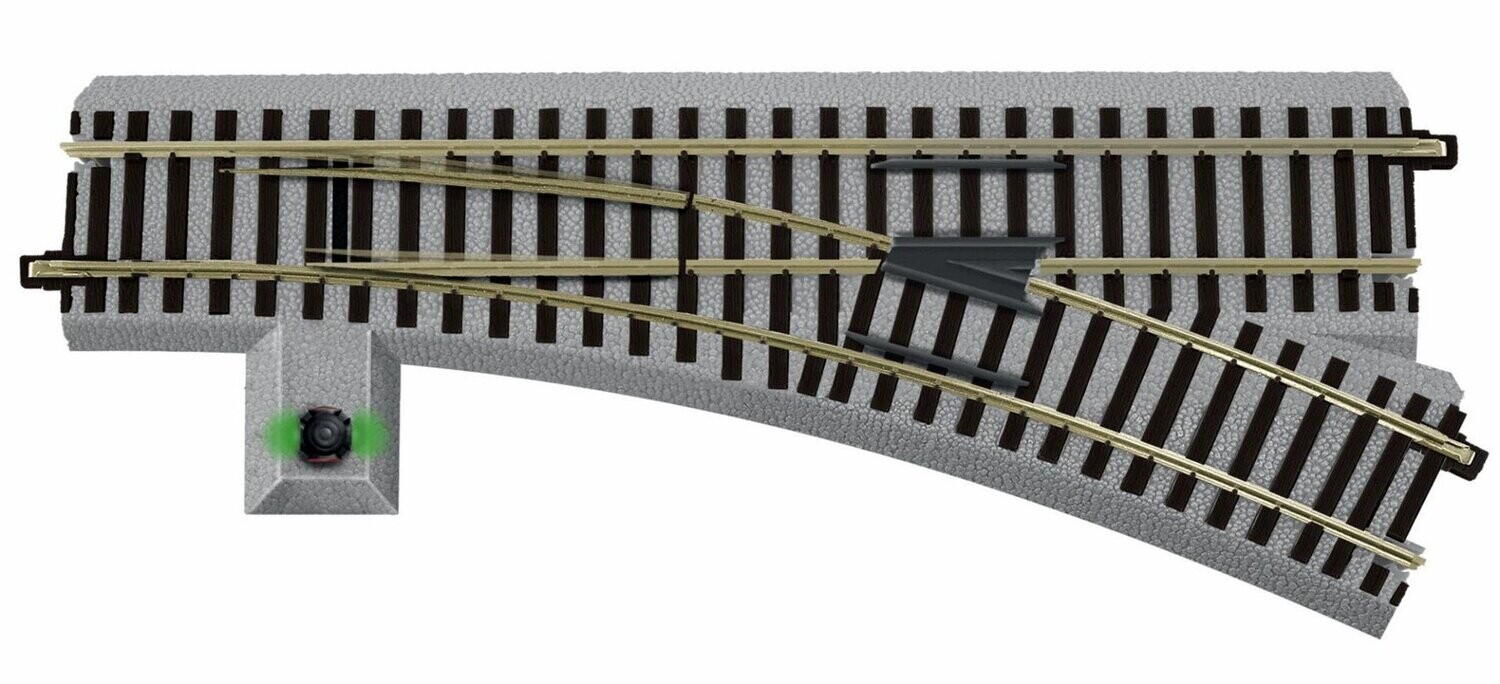 LIONEL / AM FLYER FASTRACK 47940 RH Powered 20"-radius Turnout with roadbed; new