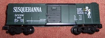 BOXCAR: SUSQUEHANNA "Susie-Q"; NASG 1993 car; KC; Used, LN; no box