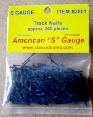 American S-Gauge "Classic Trains" Track Nails; pkg/300