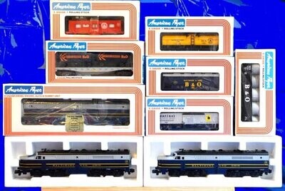 SET: B&O FREIGHT SET, complete; 1981; A-A & 6 cars; (worm-gear motors); MIB; (See NOTE)