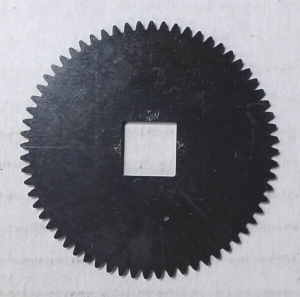 GEAR: for Wide-gauge style drive-wheels; 2" OD; 7/16" square center hole