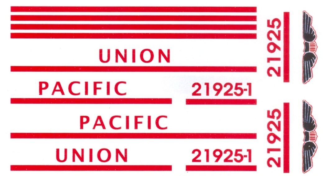 DECAL: U.P. Diesel complete  set for AF 21925 & 21925-1 PA; red;  includes stripes, & nose decals.