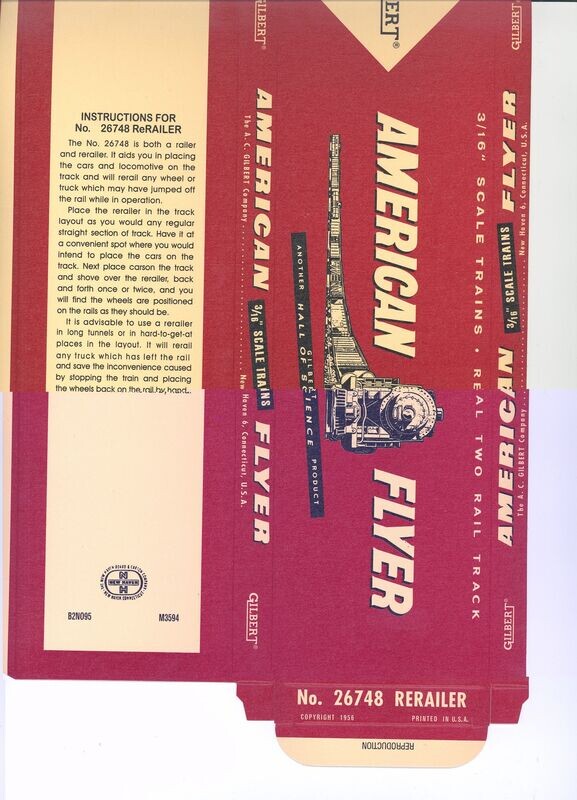 BOX: R-4; red&white; 26748 RERAILER (1956); repro