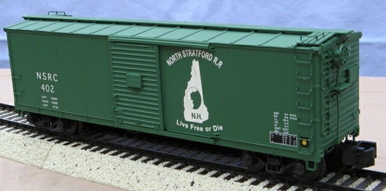 NORTH STRATFORD RR  "OLD MAN OF THE MOUNTAINS" BOXCAR  #402; (BRISTOL S-GAUGERS  EXCLUSIVE); SHS # 00806; Highrail; NIB