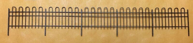 "WROUGHT IRON FENCE";  #67203; Motrak Models; laser-cut kit; 4 pieces, 6-3/4" long each.