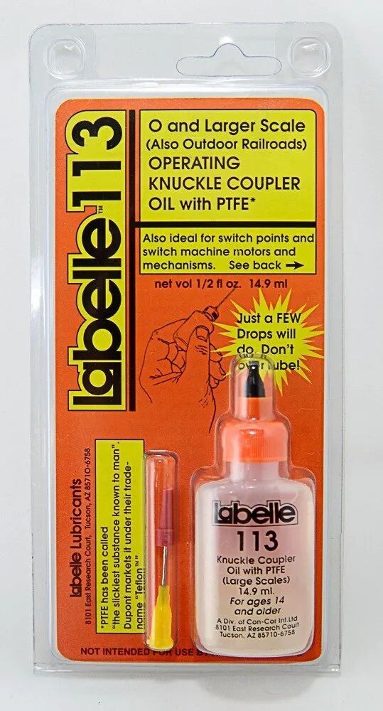 LABELLE 113  KNUCKLE COUPLER LUBRICANT with  PTFE for Large-Scale couplers.; 30 ml; (See NOTES).
