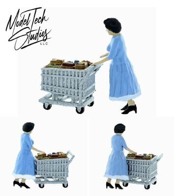 LADY PUSHING GROCERY CART; finished; MTS-FS699P