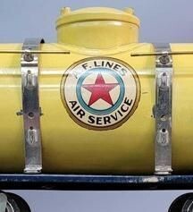 STICKER: "A.F. LINES AIR SERVICE" Tank Car logo; (gold, black, blue, red, white); 1-3/4" diameter; diecut; (pair)