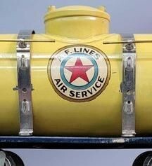 STICKER: "A.F. LINES  AIR SERVICE"  Tank Car logo; (gold, black, blue, red, white);  1-3/4" diameter; diecut; (pair)