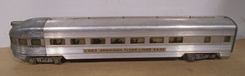663 PASSENGER CAR, OBSERVATION; aluminum; LC; cleaned & polished; complete; EX-