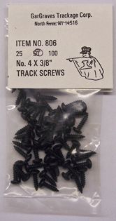 GARGRAVES TRACK SCREWS, 3/4"  long; pkg/100