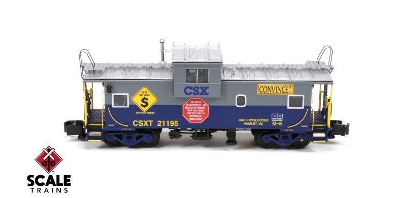 CSX  E.V. CABOOSE #21195; new (ScaleTrains #75113); Highrail , with scale wheels & couplers included;  (have 1).