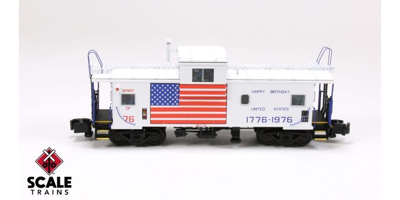 MKT/SPIRIT OF 76   E.V. CABOOSE #76; new (ScaleTrains #75116); Highrail , with scale wheels & couplers included; (have 2)