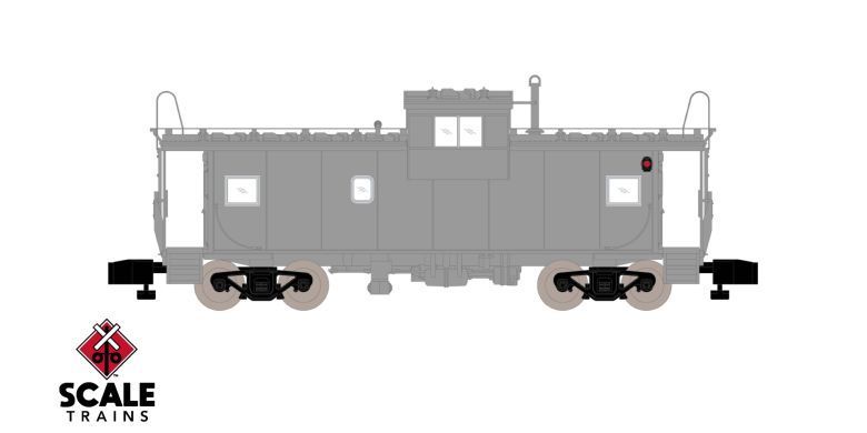 UNDECORATED  E.V. CABOOSE; new (ScaleTrains #75152); Highrail , with scale wheels & couplers included; (have 1).