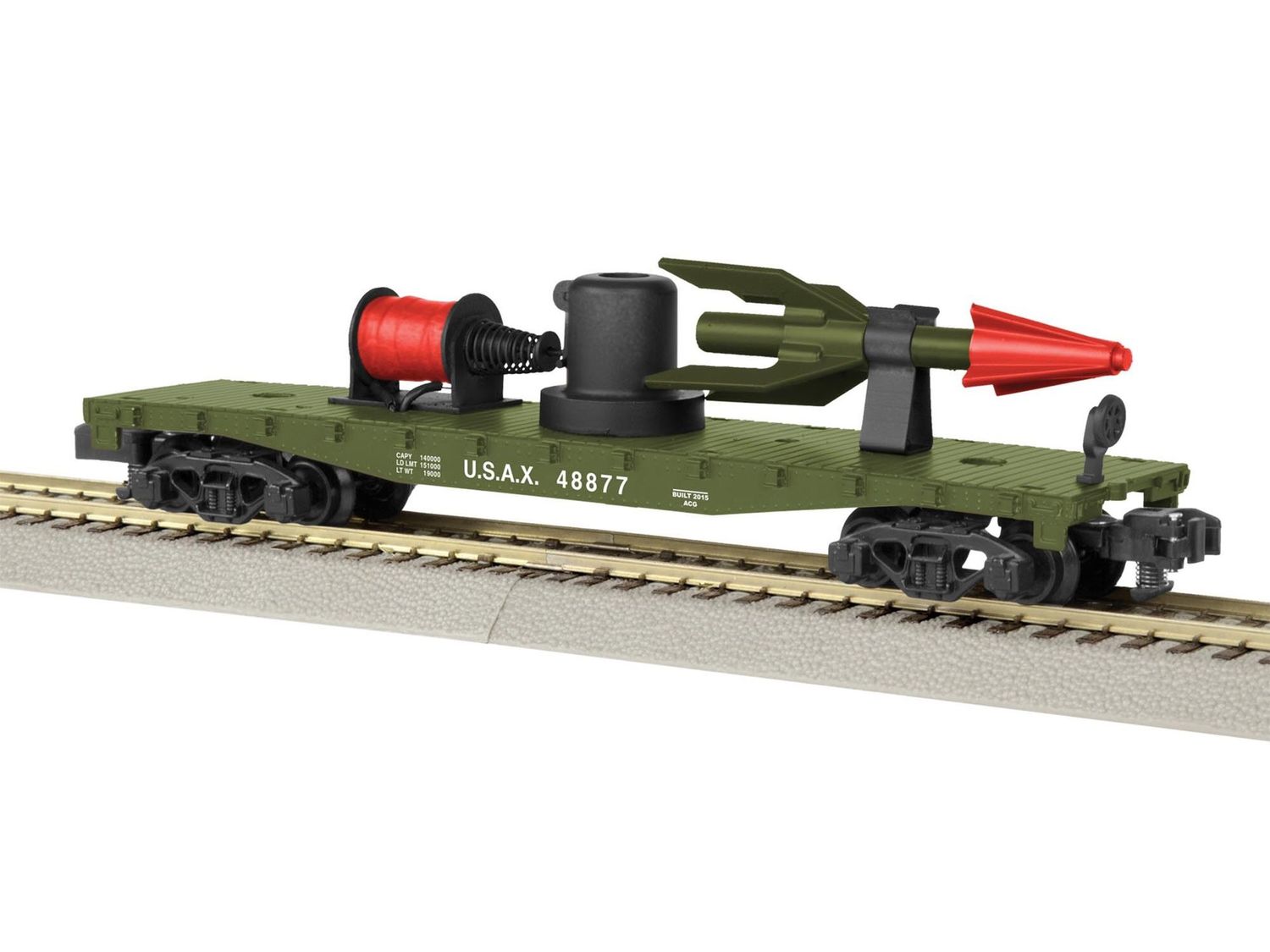 US ARMY ROCKET LAUNCHER flat car; Lionel 48877;  2015; (have 1).