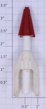 ROCKET: red tip; white stem & fins