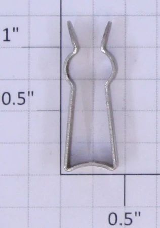 ROCKET CLIP: with proper rivet; spring-steel; holds rocket on flat car