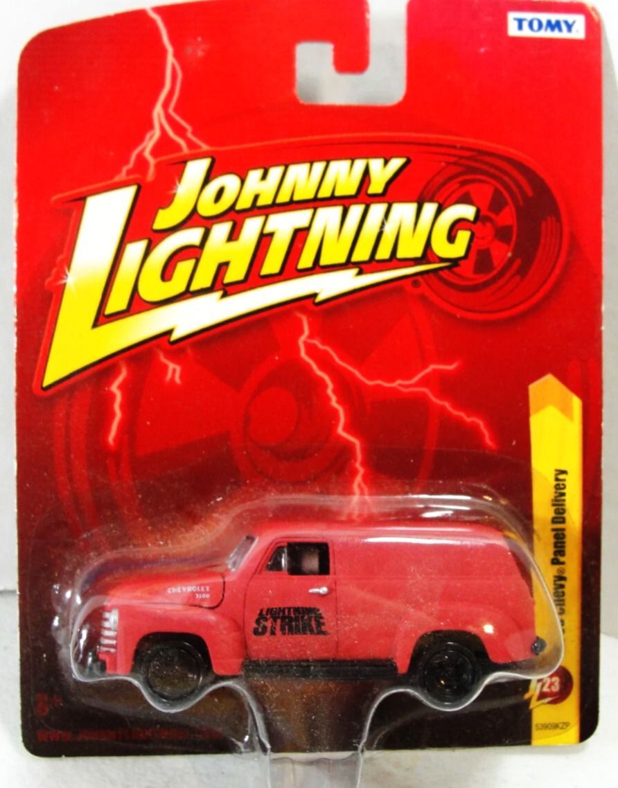 CHEVROLET PANEL DELIVERY VAN;  1950; pink; Johnny Lightning; (new in pkg); (have 3).