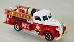 FIRE TRUCK: FORD OPEN V-8  PUMPER, ; 1939; MILLWOOD  FIRE DEPT; CORGI  S-scale; CS90015; (new in pkg); (have 1)