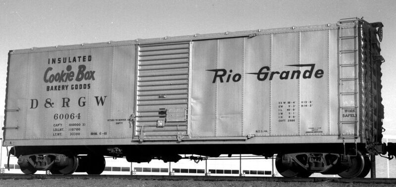D&RGW  "COOKIE BOX"  STEEL REBUILT BOXCAR # 60027; ( silver); NIB; SHS #00708.