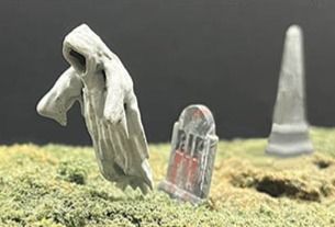 GHOST emerging from the Grave; painted; includes gravestones; MTS-FS711P