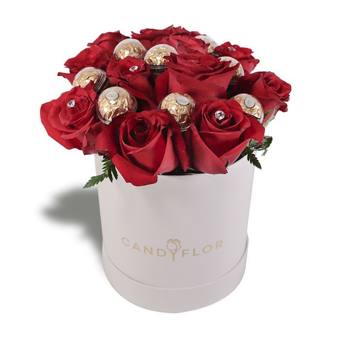 Boite Ronde White Red Chocolates