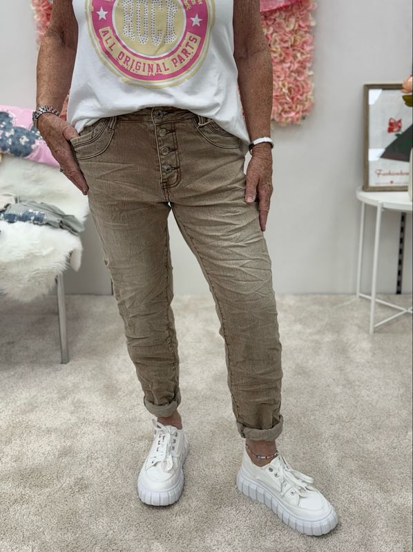 Jeans Jewelly “Ada“ Beige / Braun 