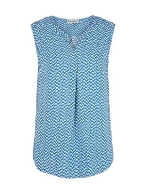 Tom Tailor blouse met dessin, blauw minimalistisch design
