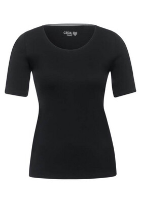Cecil t-shirt in effen kleur Lena, black