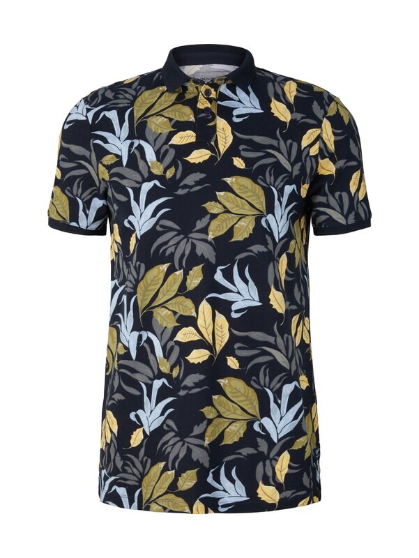 Tom Tailor poloshirt, navy airy leaves print