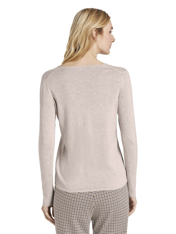 Tom Tailor trui met v-hals, desert sand melange