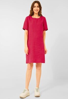 Cecil linnen jurk in effen kleur, rasberry red