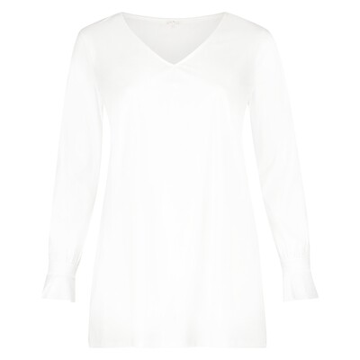 Plus Basics Ruche top ls, wit