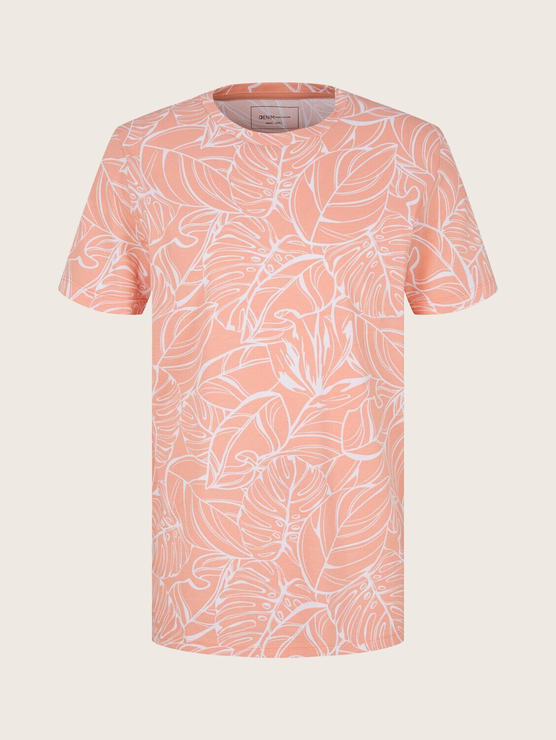 Tom Tailor t-shirt, coral white big leaves