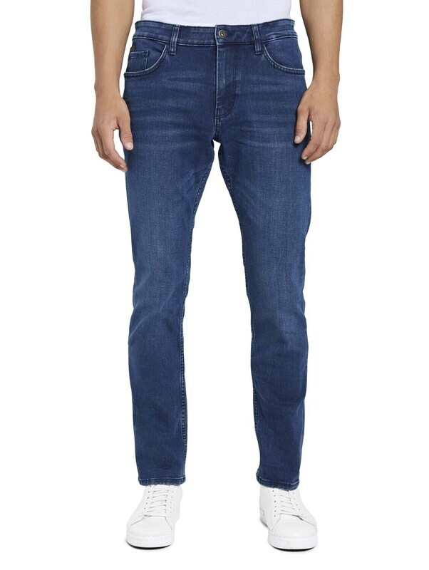 Tom Tailor Josh regular slim jeans, mid stone blue black denim