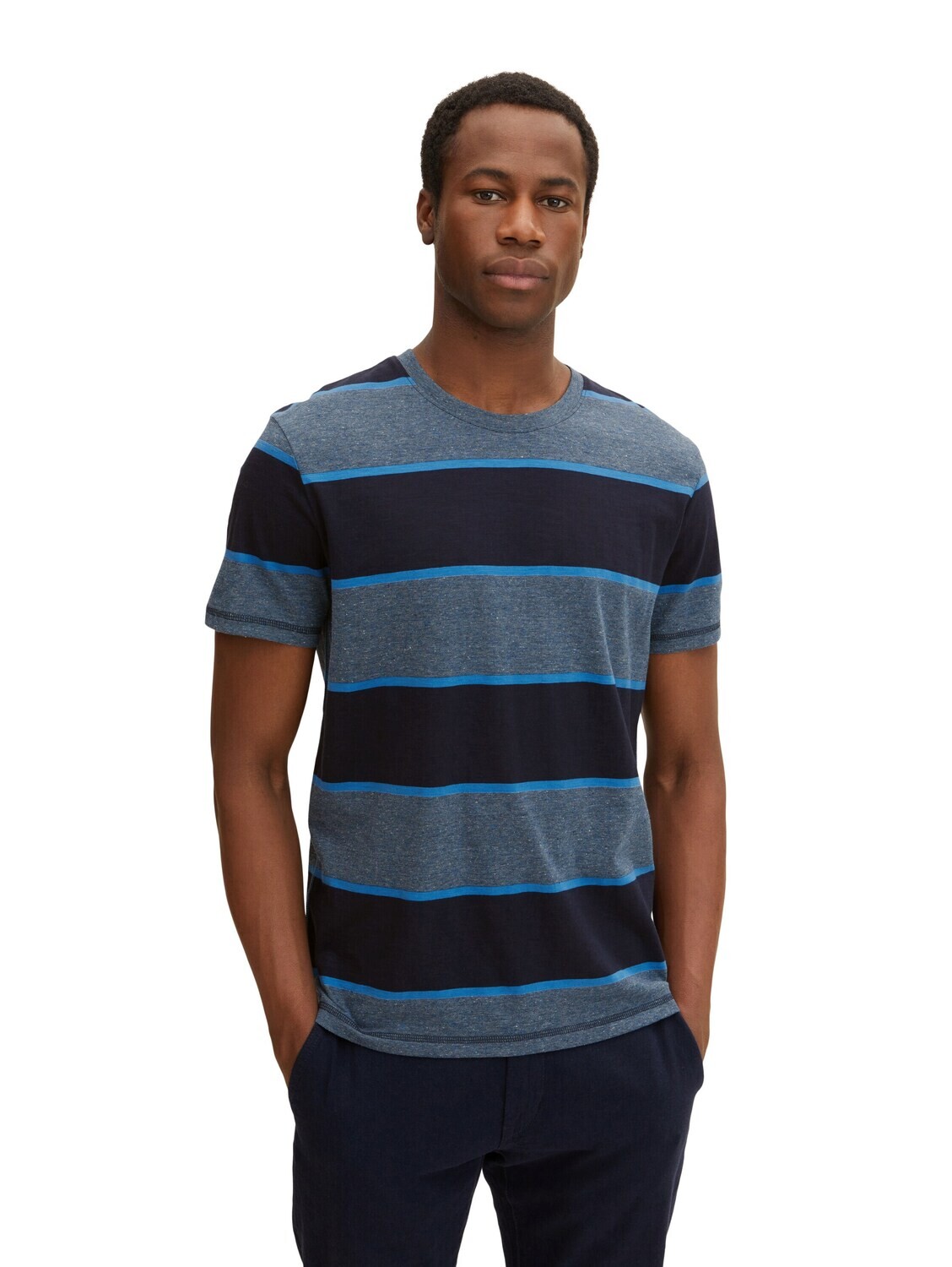 blokstreepstijl, navy blue inject with neps