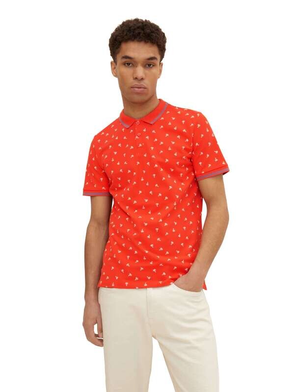 Tom Tailor polo met print, coral palm design