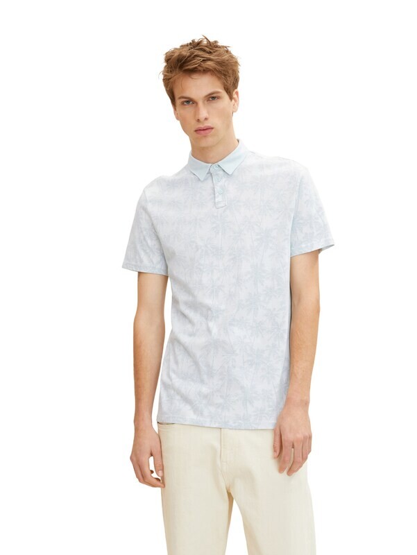 Tom Tailor polo, aqua big palm inside print