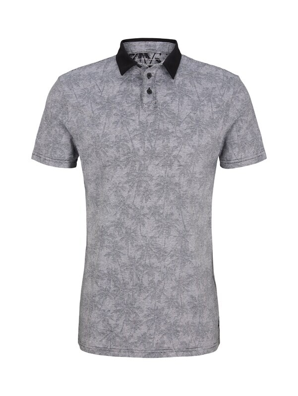 Tom Tailor polo, black big palm inside print
